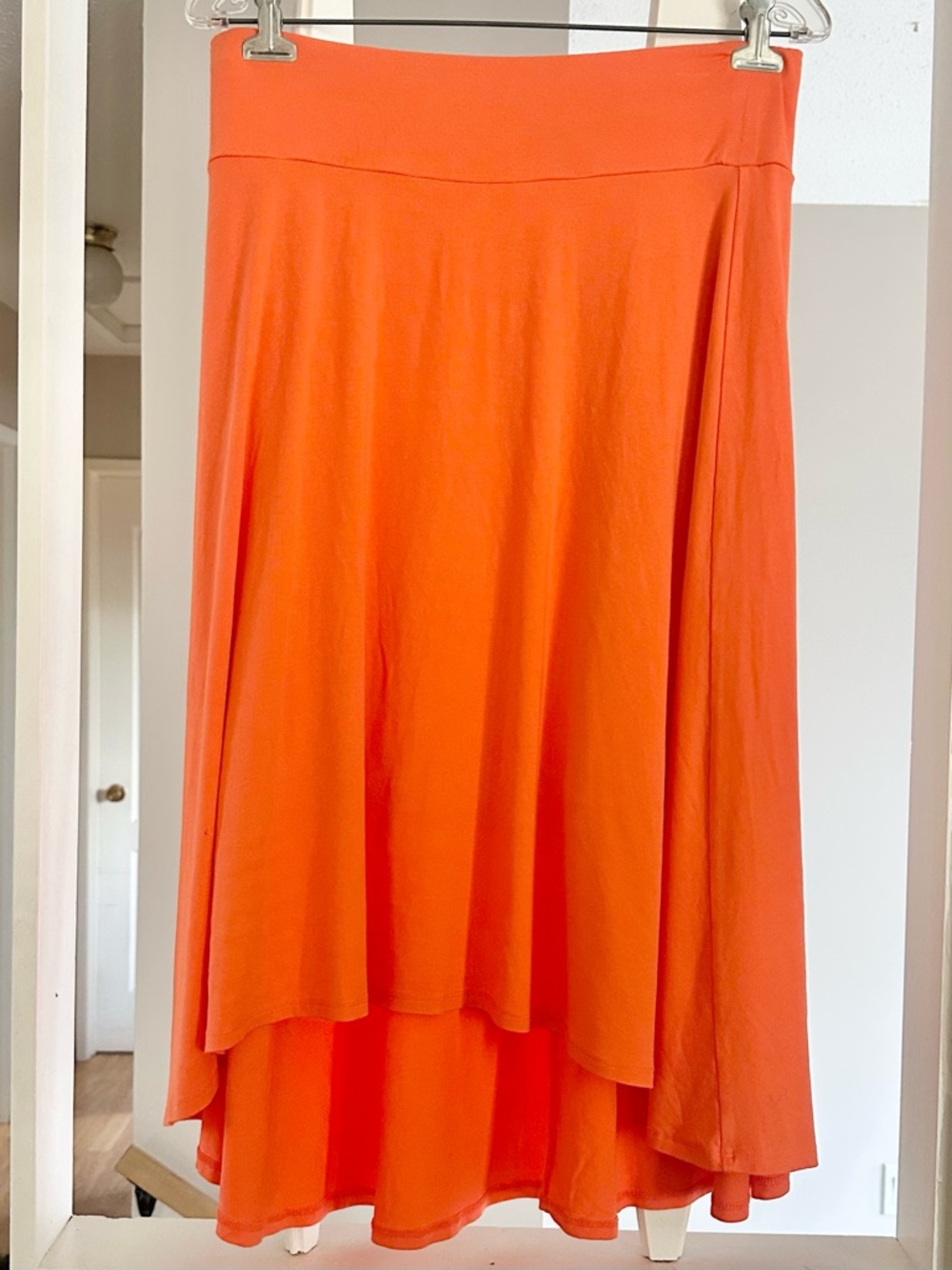 Ann Taylor Orange Jersey Knit HiLo Skirt M